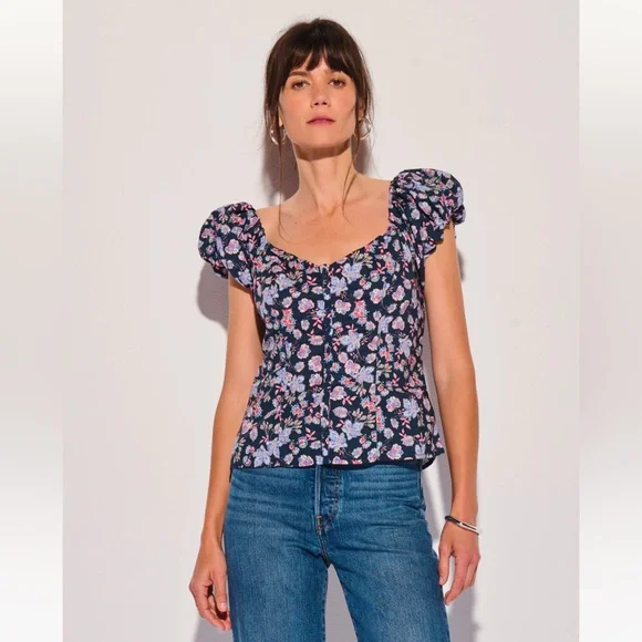 Nation Los Angeles Angel floral blouse top size XL - Picture 2 of 12